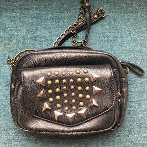 Faux Leather Studded Black Crossbody